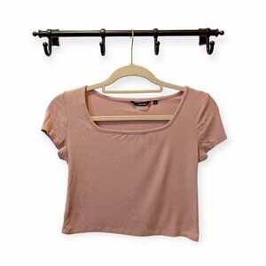 Nuon Pink Dusty Rose Crop Top S, Short Sleeve, Ribbed